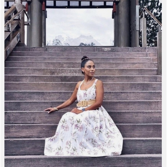 BROCK COLLECTION X H&M COLLABORATION CREAM FLORAL MIDI DRESS Sz XL Cottagecore - Picture 13 of 16